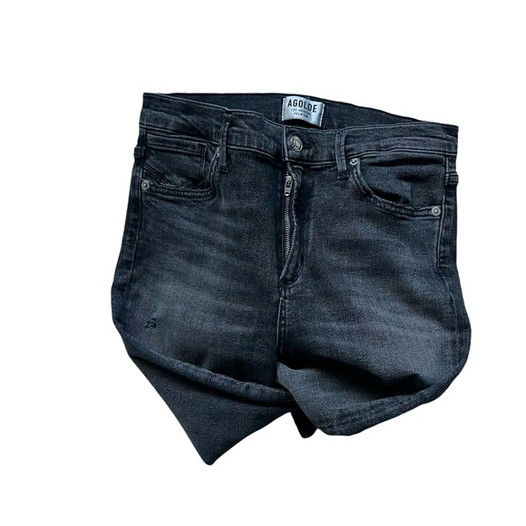 AGOLDE Sophie High Rise Distressed Skinny In Dark Gray Silence Wash Size 28 - Picture 8 of 13